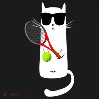 Funny Cat Wearing Sunglasses Playing Tennis Sport Women's Tank Top thumb 5