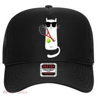 Funny Cat Wearing Sunglasses Playing Tennis Sport Hat thumb 0