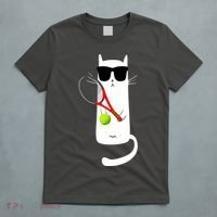 Funny Cat Wearing Sunglasses Playing Tennis Sport T-Shirt thumb 5