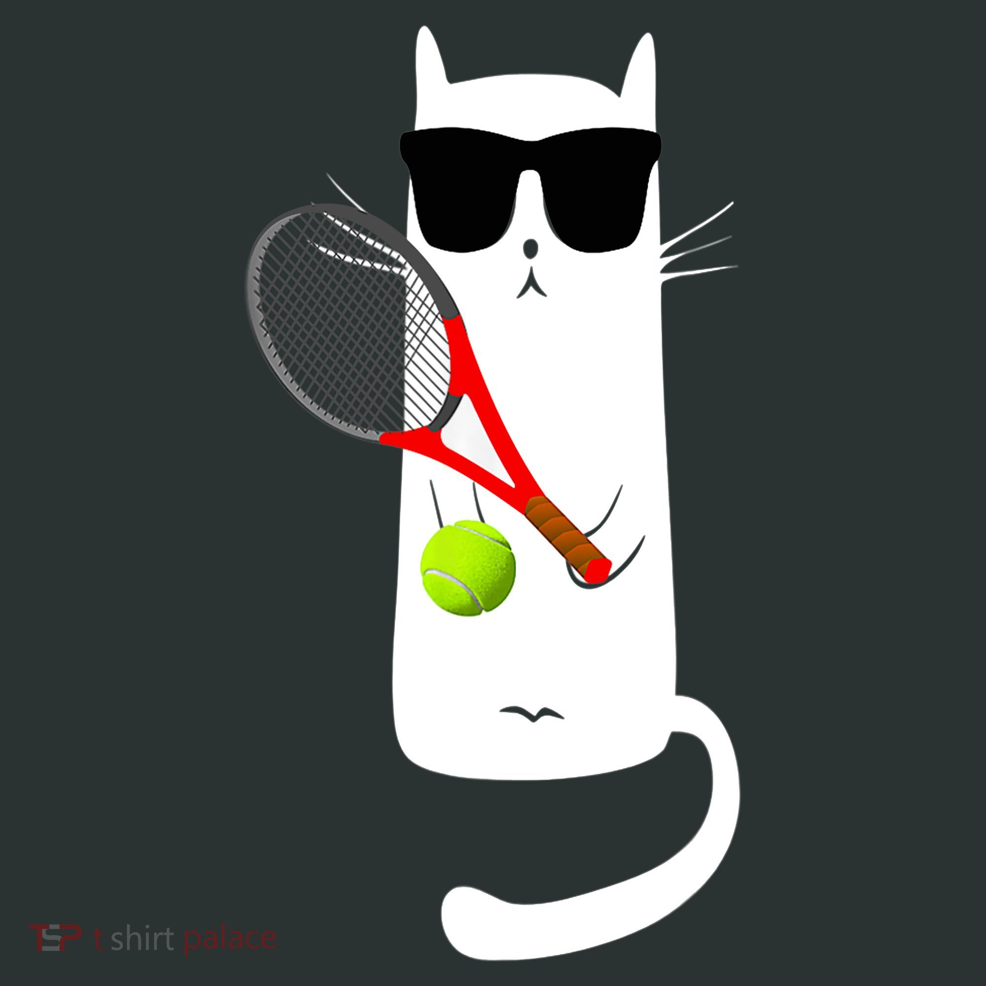 Funny Cat Wearing Sunglasses Playing Tennis Sport Kids Sweatshirt