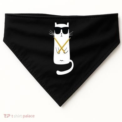 Funny Cat Wearing Sunglasses Drums Playing Drums USA-Made Doggie Bandana