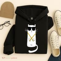Funny Cat Wearing Sunglasses Drums Playing Drums Hoodie thumb 4