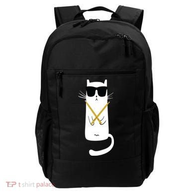 Funny Cat Wearing Sunglasses Drums Playing Drums Backpack