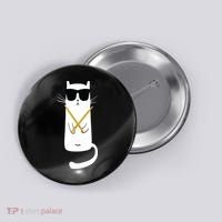 Funny Cat Wearing Sunglasses Drums Playing Drums Button thumb 0
