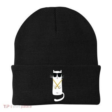 Funny Cat Wearing Sunglasses Drums Playing Drums Beanie
