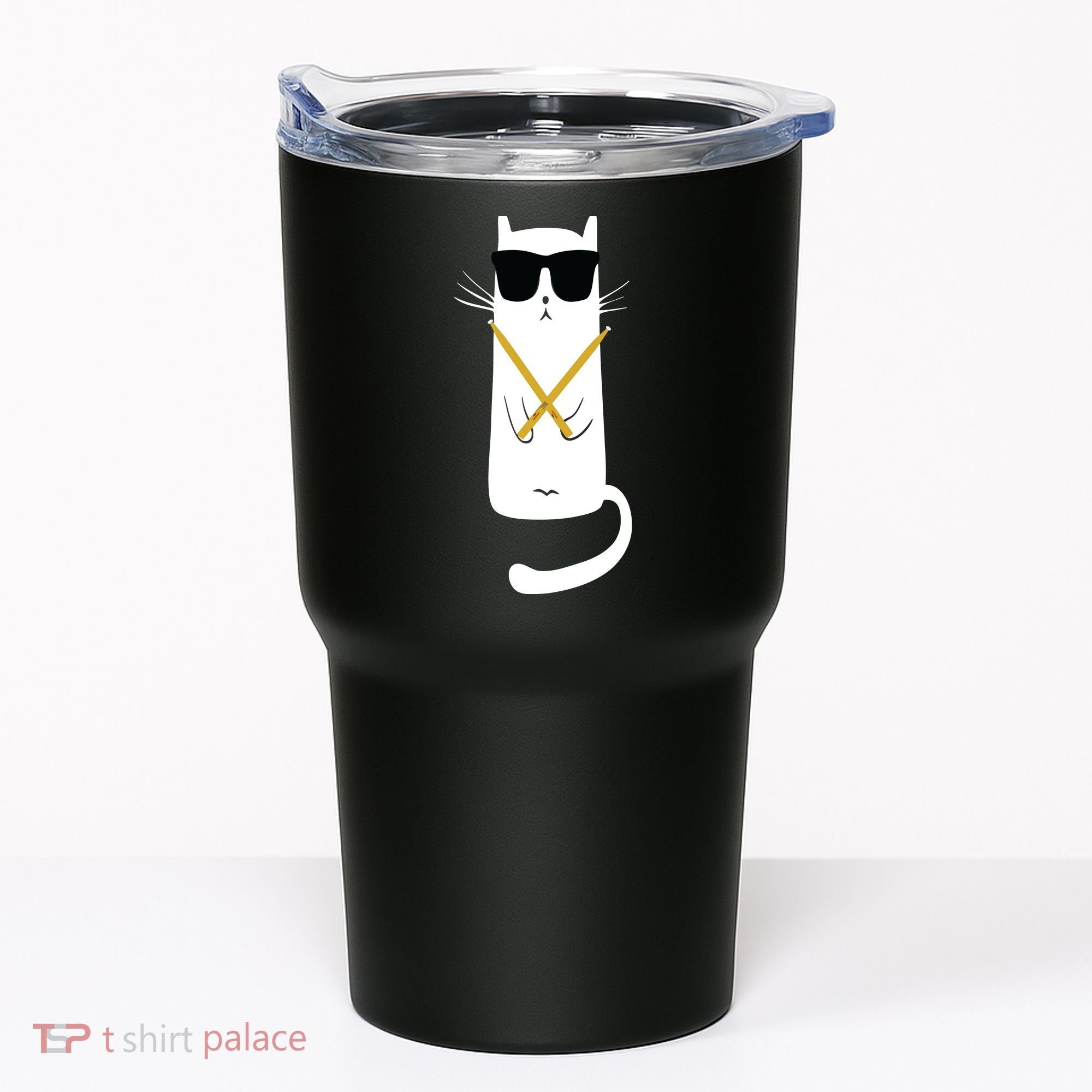 Funny Cat Wearing Sunglasses Drums Playing Drums Tumbler