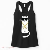 Funny Cat Wearing Sunglasses Drums Playing Drums Women's Tank Top thumb 0