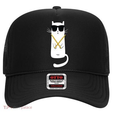 Funny Cat Wearing Sunglasses Drums Playing Drums Hat