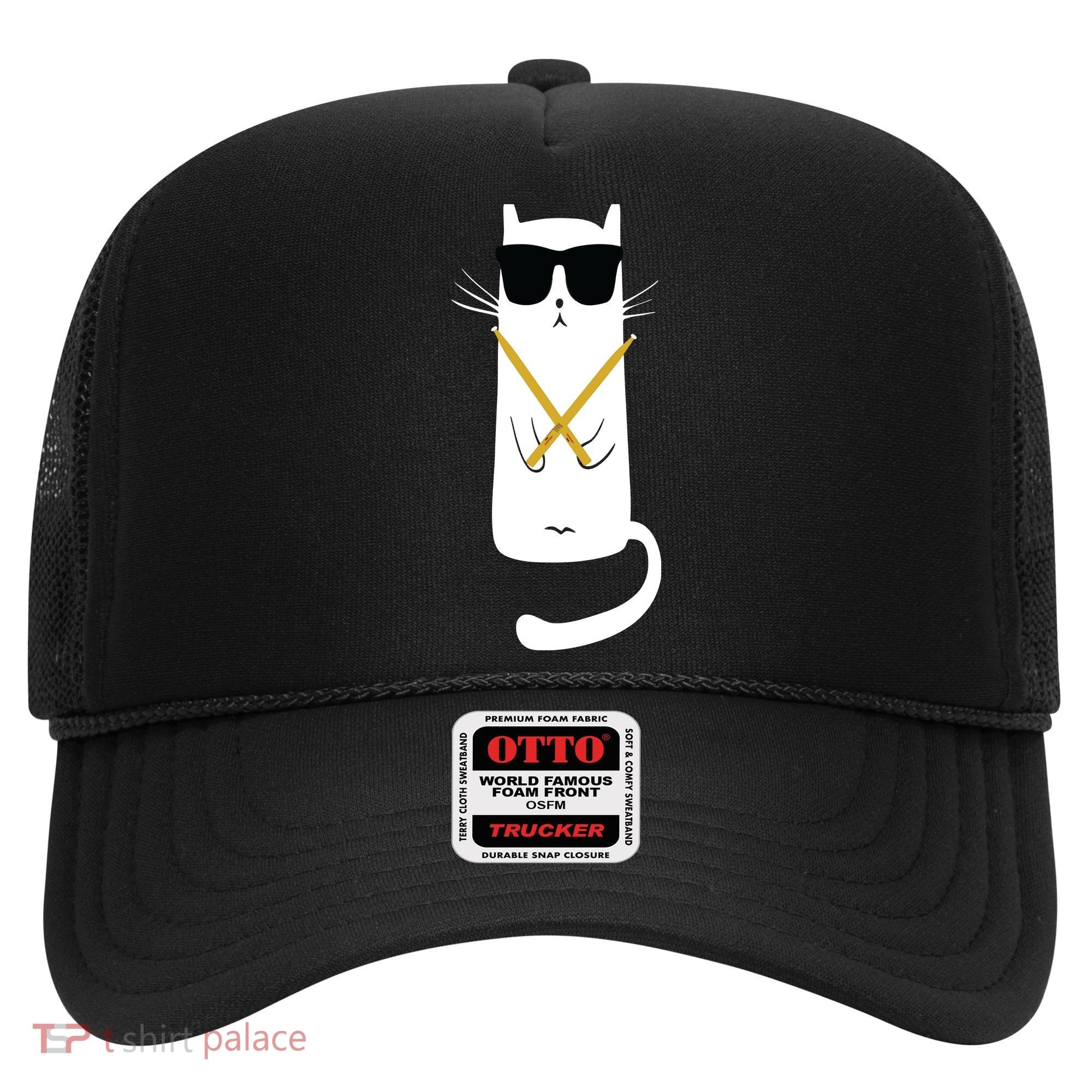 Funny Cat Wearing Sunglasses Drums Playing Drums Hat