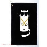 Funny Cat Wearing Sunglasses Drums Playing Drums Golf Towel thumb 0