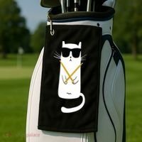 Funny Cat Wearing Sunglasses Drums Playing Drums Golf Towel thumb 2
