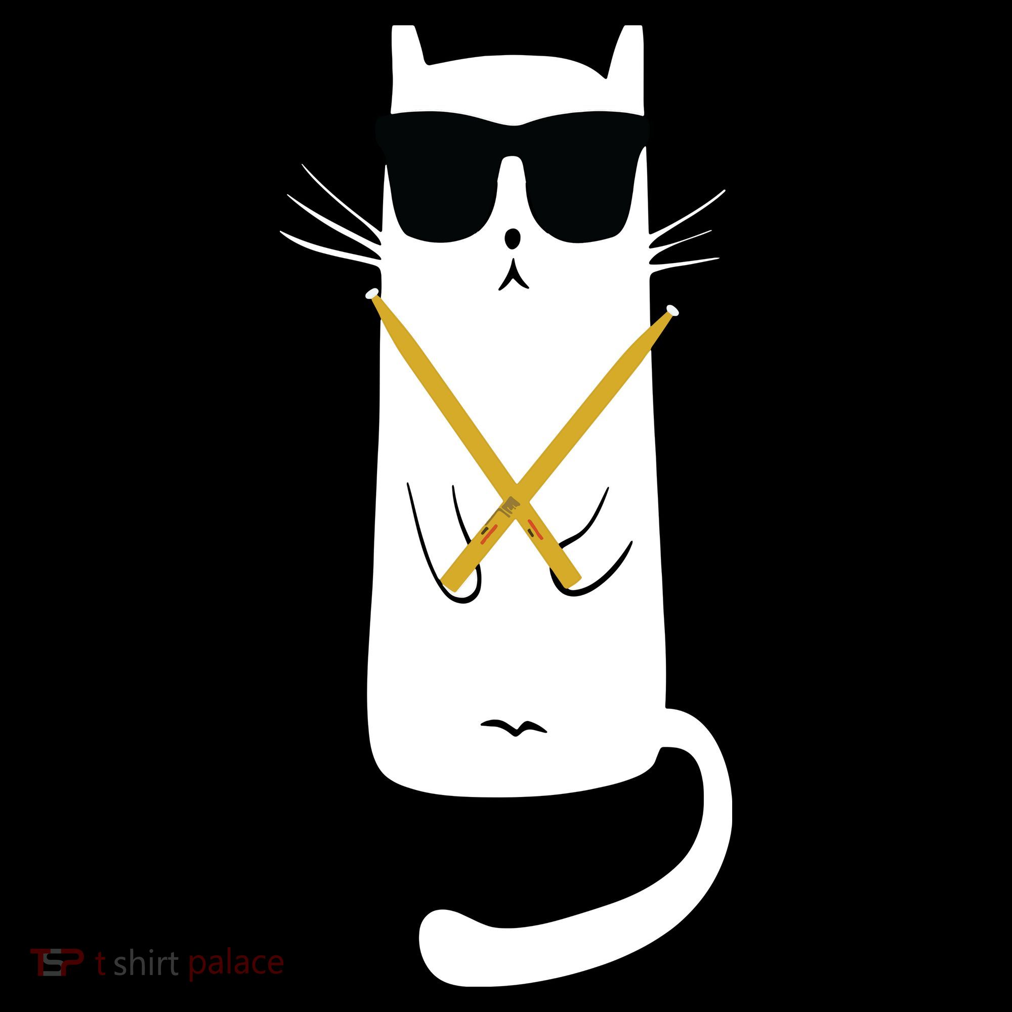 Funny Cat Wearing Sunglasses Drums Playing Drums Visor