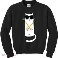 Funny Cat Wearing Sunglasses Drums Playing Drums Kids Sweatshirt thumb 0