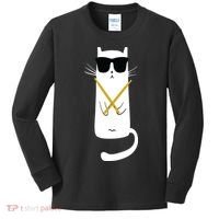 Funny Cat Wearing Sunglasses Drums Playing Drums Kids Long Sleeve Shirt thumb 0