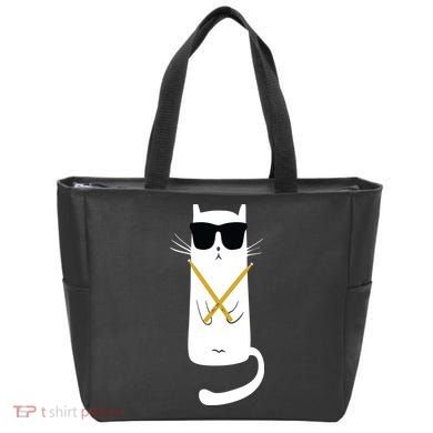Funny Cat Wearing Sunglasses Drums Playing Drums Tote Bag