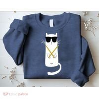 Funny Cat Wearing Sunglasses Drums Playing Drums Sweatshirt thumb 2
