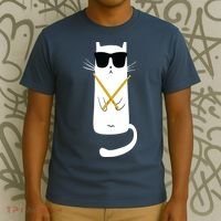 Funny Cat Wearing Sunglasses Drums Playing Drums T-Shirt thumb 3