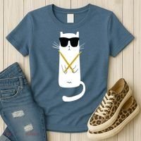 Funny Cat Wearing Sunglasses Drums Playing Drums Women's T-Shirt thumb 3