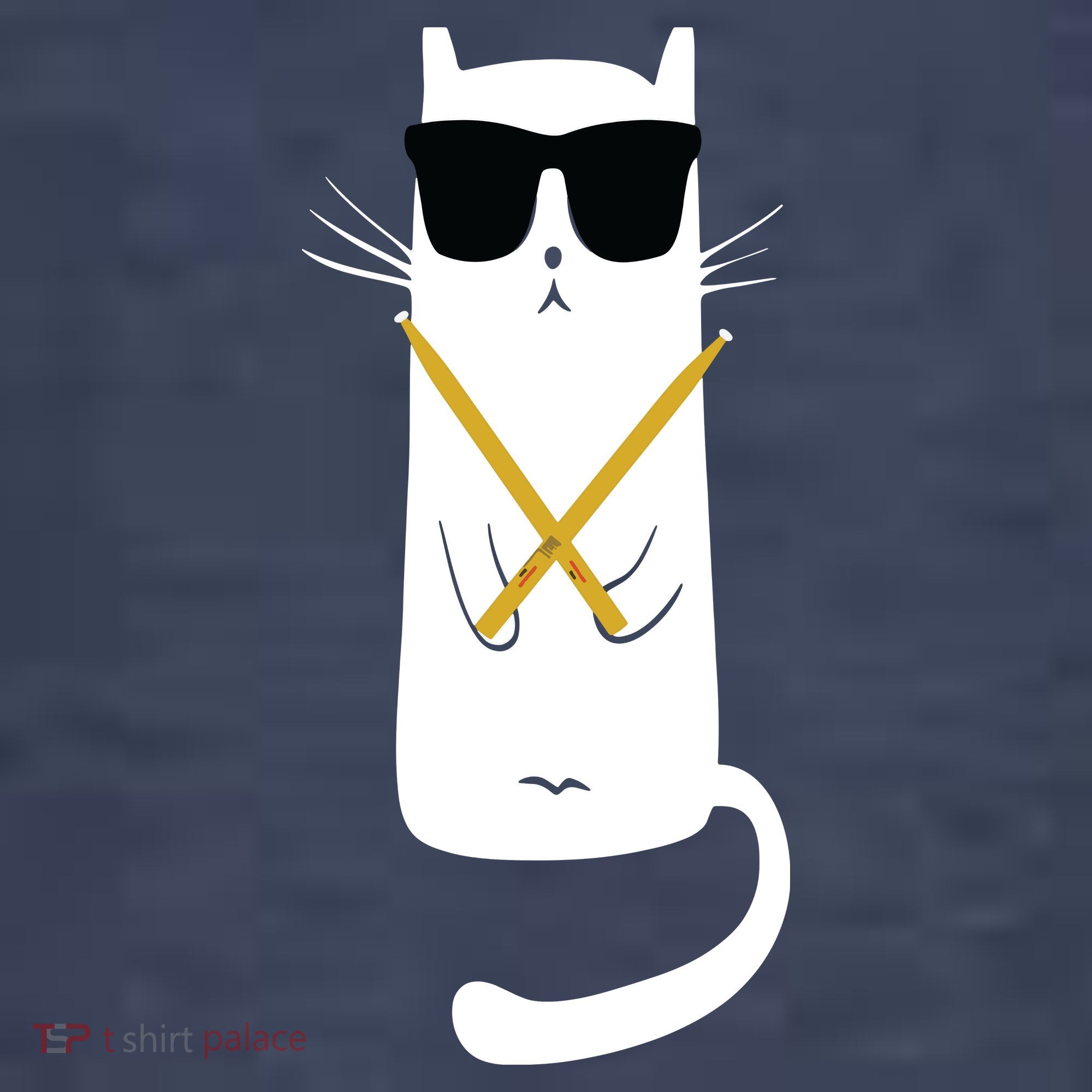 Funny Cat Wearing Sunglasses Drums Playing Drums Women's T-Shirt
