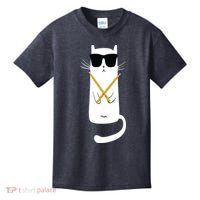 Funny Cat Wearing Sunglasses Drums Playing Drums Kids T-Shirt thumb 0