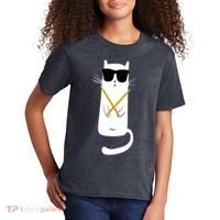 Funny Cat Wearing Sunglasses Drums Playing Drums Kids T-Shirt thumb 2