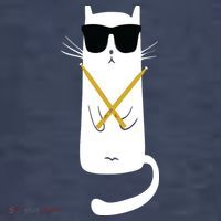 Funny Cat Wearing Sunglasses Drums Playing Drums Kids T-Shirt thumb 4