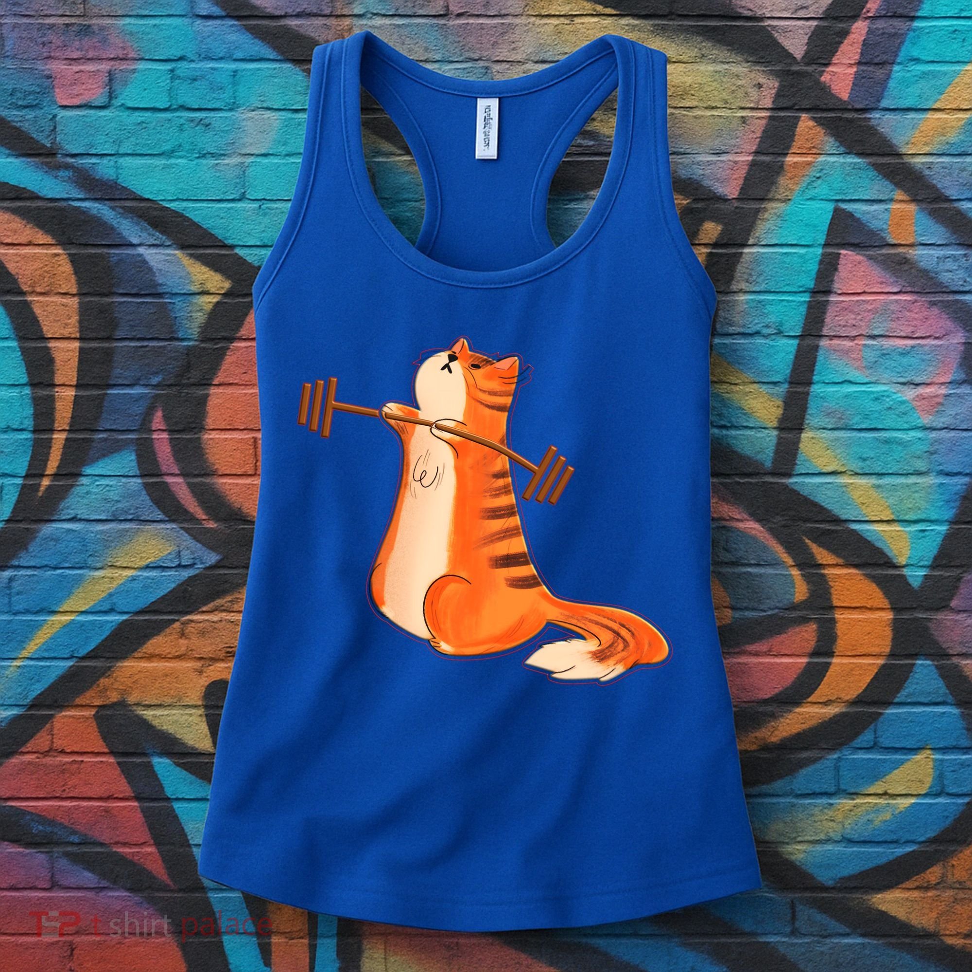 Funny Cat Weight Lifting Gift Gym Fitness Cat Lover Gift Funny Gift Women's Tank Top