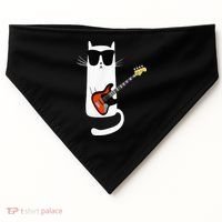 Funny Cat Wearing Sunglasses Playing Bass Guitar USA-Made Doggie Bandana thumb 0