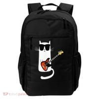 Funny Cat Wearing Sunglasses Playing Bass Guitar Backpack thumb 0
