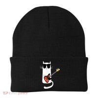 Funny Cat Wearing Sunglasses Playing Bass Guitar Beanie thumb 0