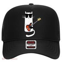 Funny Cat Wearing Sunglasses Playing Bass Guitar Hat thumb 0
