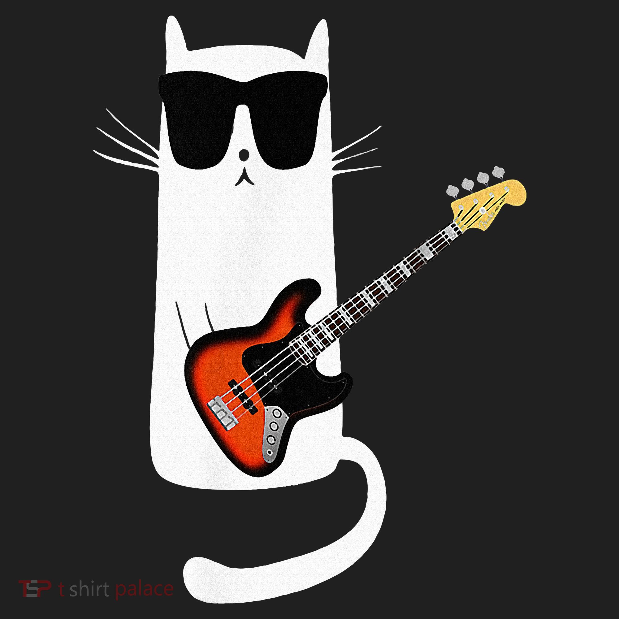 Funny Cat Wearing Sunglasses Playing Bass Guitar Golf Towel