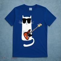 Funny Cat Wearing Sunglasses Playing Bass Guitar T-Shirt thumb 5