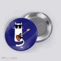 Funny Cat Wearing Sunglasses Playing Bass Guitar Button thumb 0
