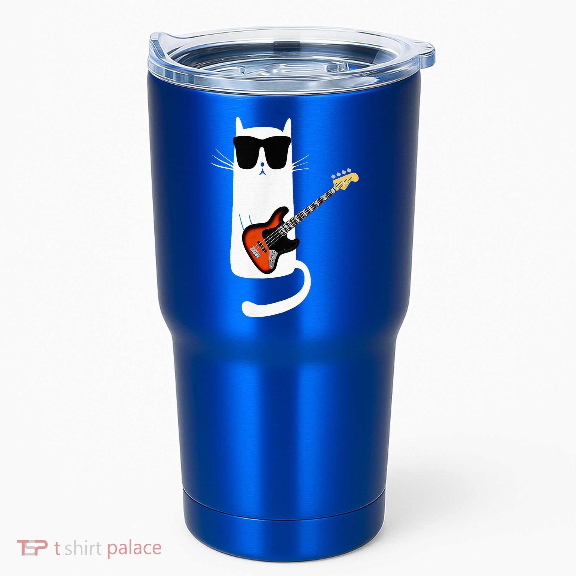 Funny Cat Wearing Sunglasses Playing Bass Guitar Tumbler