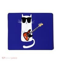 Funny Cat Wearing Sunglasses Playing Bass Guitar Mousepad thumb 0
