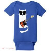 Funny Cat Wearing Sunglasses Playing Bass Guitar Baby Bodysuit thumb 0