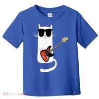 Funny Cat Wearing Sunglasses Playing Bass Guitar Toddler T-Shirt thumb 0