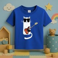 Funny Cat Wearing Sunglasses Playing Bass Guitar Toddler T-Shirt thumb 3