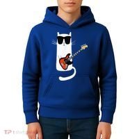 Funny Cat Wearing Sunglasses Playing Bass Guitar Kids Hoodie thumb 4