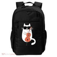 Funny Cat Wearing Sunglasses Playing Cello Cellist Musician Backpack thumb 0