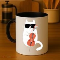 Funny Cat Wearing Sunglasses Playing Cello Cellist Musician Coffee Mug thumb 4