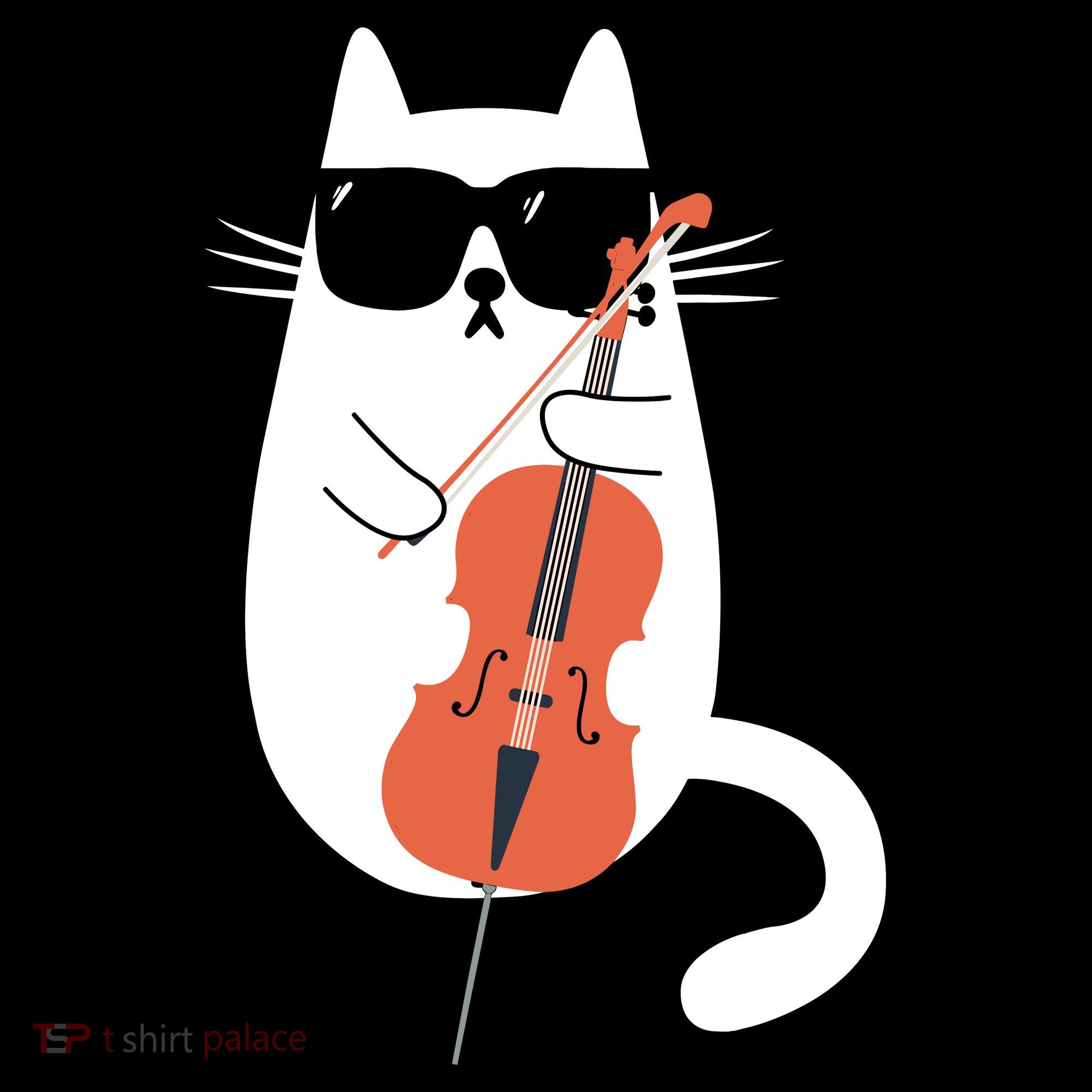 Funny Cat Wearing Sunglasses Playing Cello Cellist Musician Women's Hoodie
