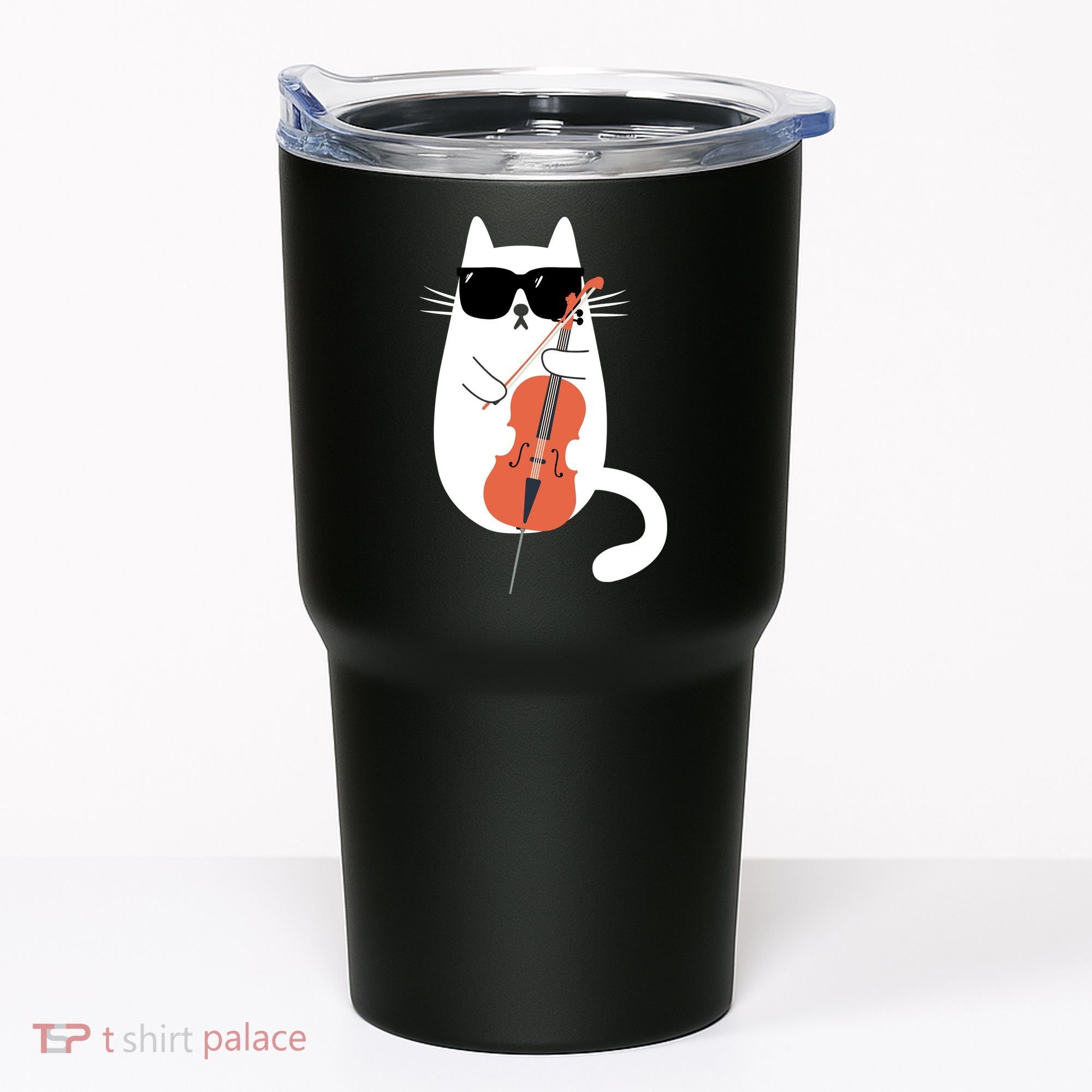 Funny Cat Wearing Sunglasses Playing Cello Cellist Musician Tumbler