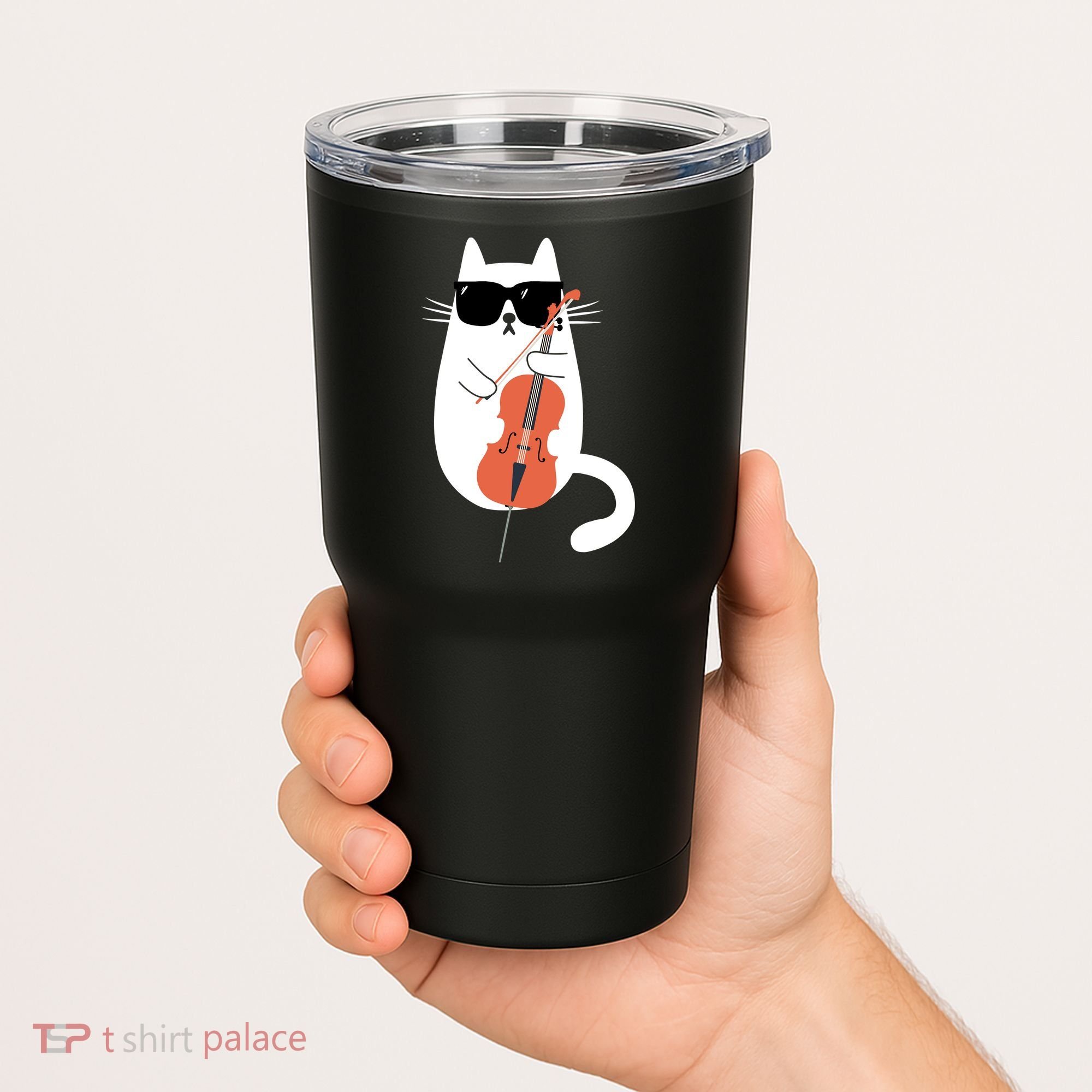 Funny Cat Wearing Sunglasses Playing Cello Cellist Musician Tumbler