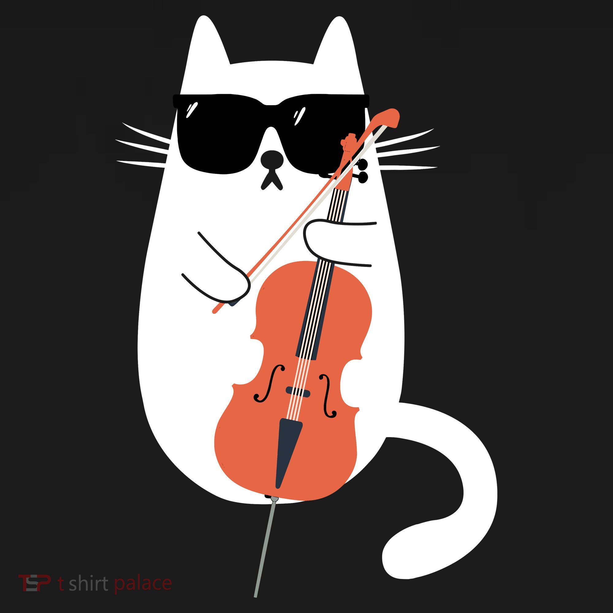 Funny Cat Wearing Sunglasses Playing Cello Cellist Musician Women's Tank Top