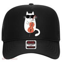 Funny Cat Wearing Sunglasses Playing Cello Cellist Musician Hat thumb 0