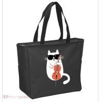 Funny Cat Wearing Sunglasses Playing Cello Cellist Musician Tote Bag thumb 2