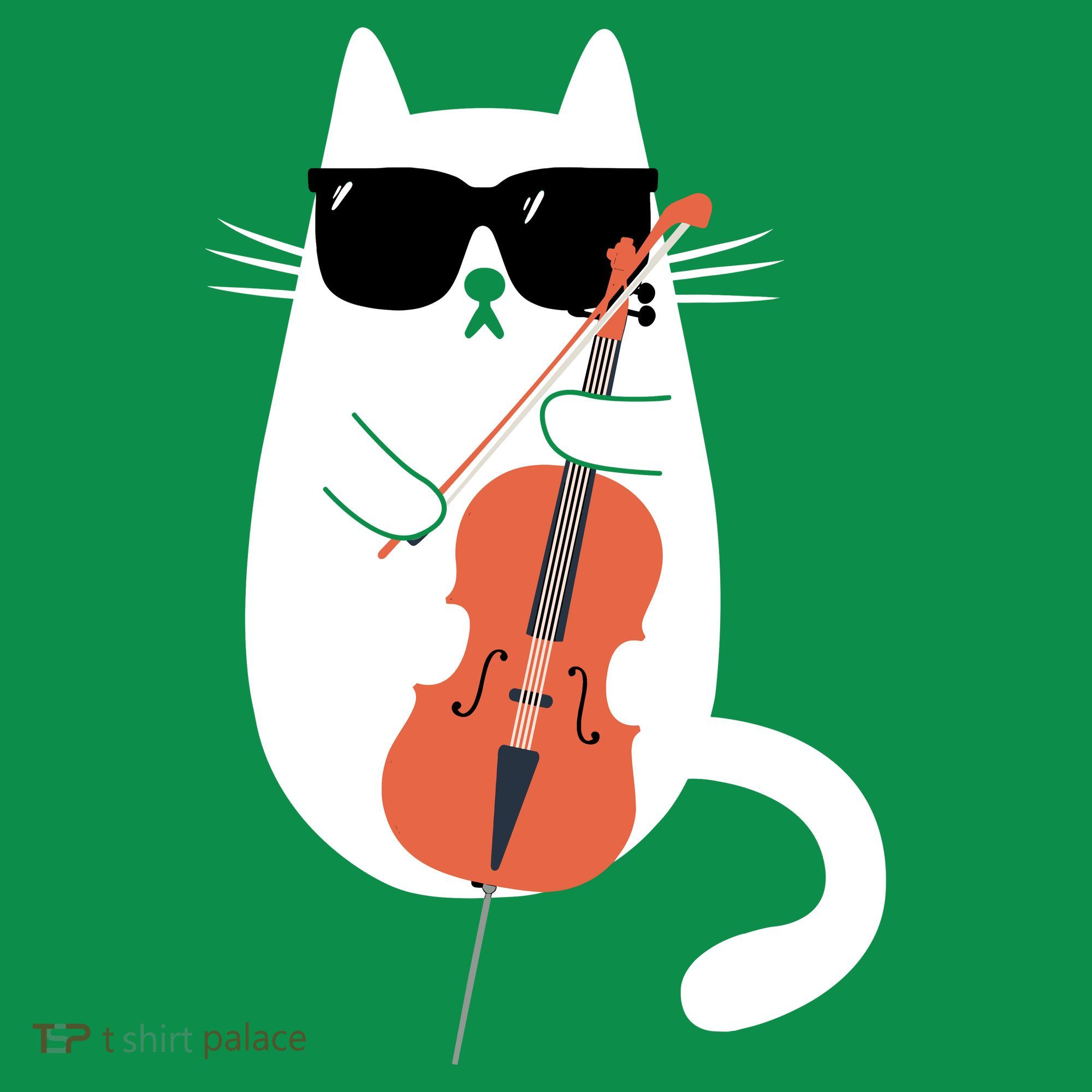 Funny Cat Wearing Sunglasses Playing Cello Cellist Musician Sweatshirt