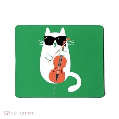 Funny Cat Wearing Sunglasses Playing Cello Cellist Musician Mousepad